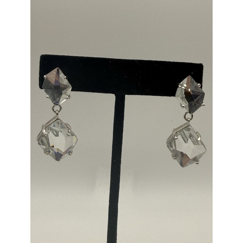 Vintage Park Lane Earrings on Card Dangle Drop Clear Crystal Bridal Prom Dressy